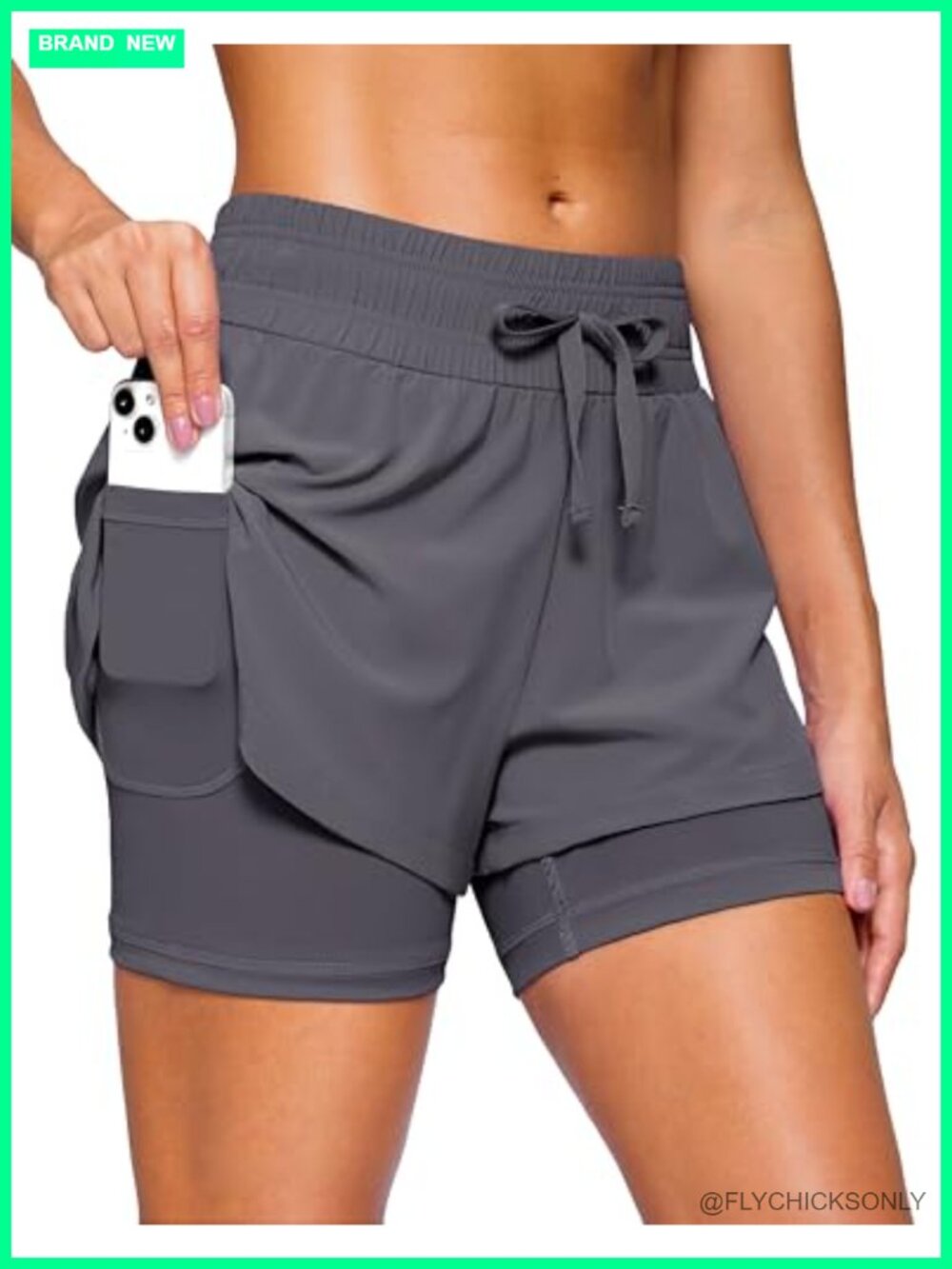 Women's 2 in 1 Running Shorts 5" Athletic Workout Shorts with Liner